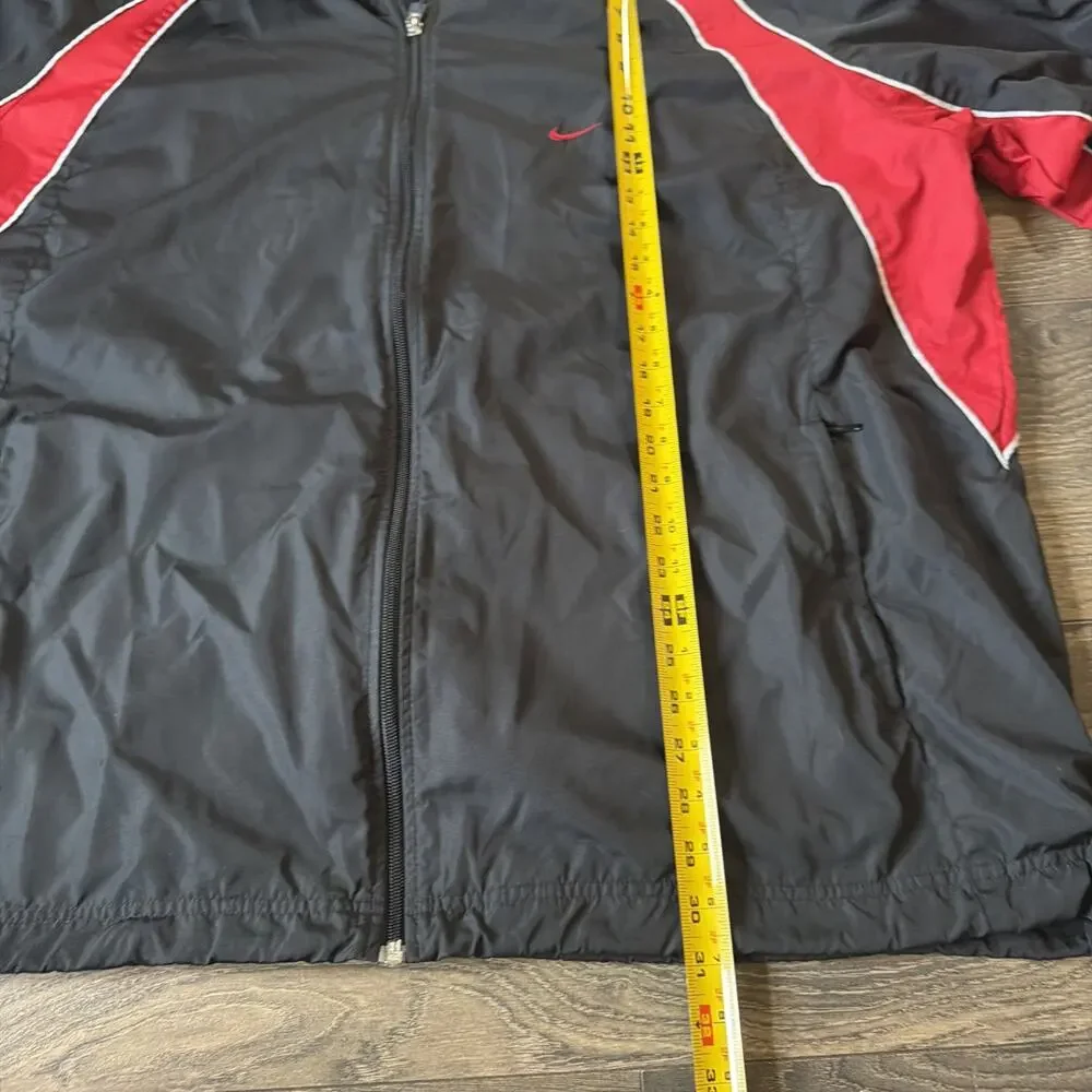 VTG Y2K Nike XXL Windbreaker Jacket Black Red Colorblock Swoosh Track 2000s Zip